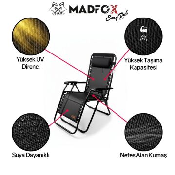 Madfox EasyRest Katlanır Şezlong Sandalye Gri MZ