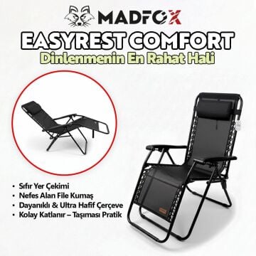 Madfox EasyRest Katlanır Şezlong Sandalye Gri MZ