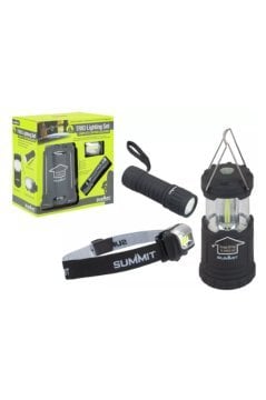 Summit Trio Kamp Lambası & Fener & Kafa Lambası Seti Black