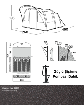 Easy Camp Senja 4 Air Blackroom 12 M² & 4 Kişilik Şişme Aile Çadırı