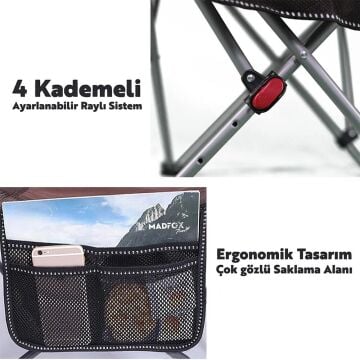 Madfox Prowler 3 Kademeli Yatabilen Kamp Sandalyesi Green/Black MZ