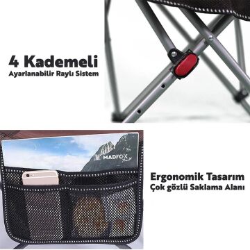 Madfox Prowler 3 Kademeli Yatabilen Kamp Sandalyesi Green/Black MZ
