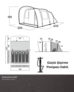 Easy Camp Brimnes 5 Air Blackroom 15 M² & 5 Kişilik Şişme Aile Çadırı