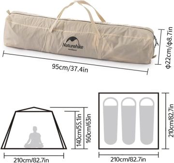 Naturehike Ango Pop Up (UPF 50+) Otomatik 3 Kişilik Aile Çadırı Haki
