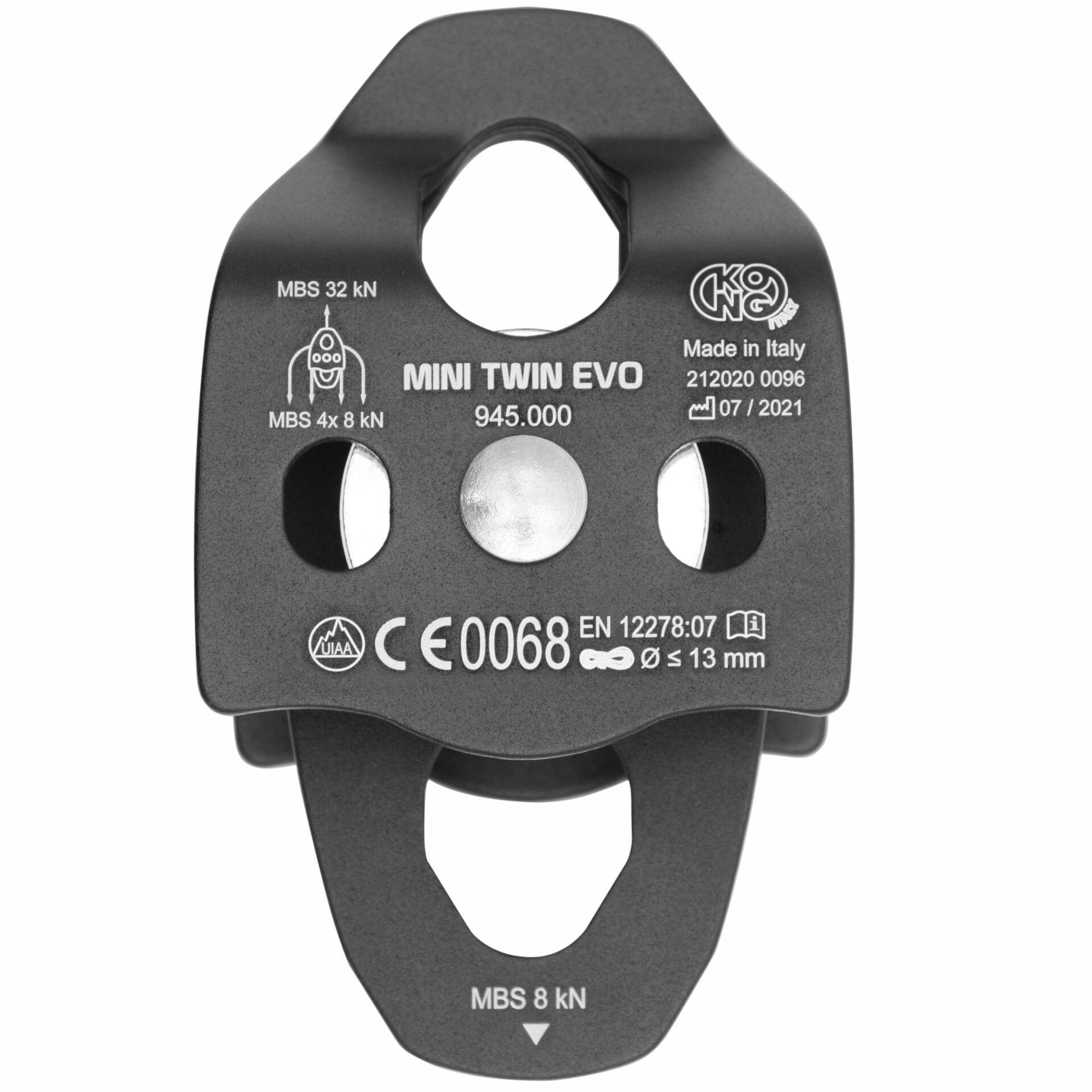 KONG Mini Twin Evo 32KN Çiftli İkiz Makara | EN 12278 Onaylı 94500NP00KK Siyah