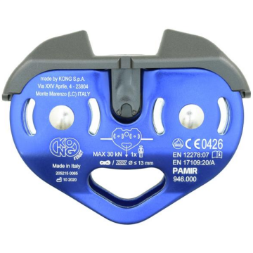 KONG Pamir Fast Speed 30KN Çiftli İkiz Tandem Makara, Parmak Koruma Kapaklı – EN 12278 | EN 17109 | UIAA Mavi