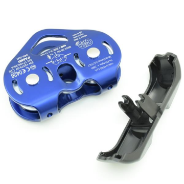 KONG Pamir Fast Speed 30KN Çiftli İkiz Tandem Makara, Parmak Koruma Kapaklı – EN 12278 | EN 17109 | UIAA Siyah