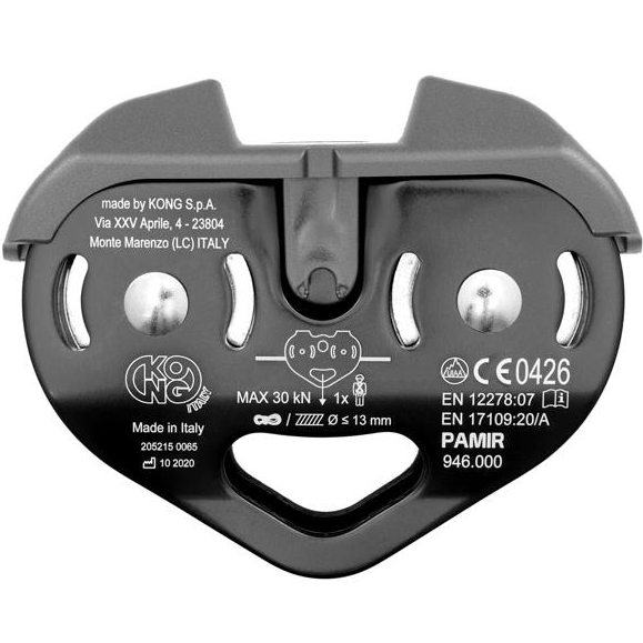 KONG Pamir Fast Speed 30KN Çiftli İkiz Tandem Makara, Parmak Koruma Kapaklı – EN 12278 | EN 17109 | UIAA Siyah