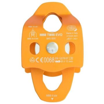 Kong Mini Twin Evo Turuncu Çift Makaralı Alüminyum Makara EN 12278 32 kN 94500OP00KK