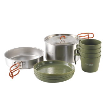 Easy Camp Moss 4 Cook Set 4 Kişilik Paslanmaz Tencere Tava  Çelik Kamp Yemek Seti