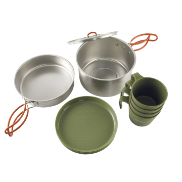 Easy Camp Moss 4 Cook Set 4 Kişilik Paslanmaz Tencere Tava  Çelik Kamp Yemek Seti