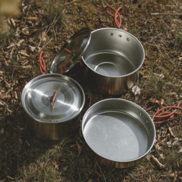 Easy Camp Moss Tour Cook Set XL Paslanmaz Tencere Tava Çelik Kamp Yemek Seti