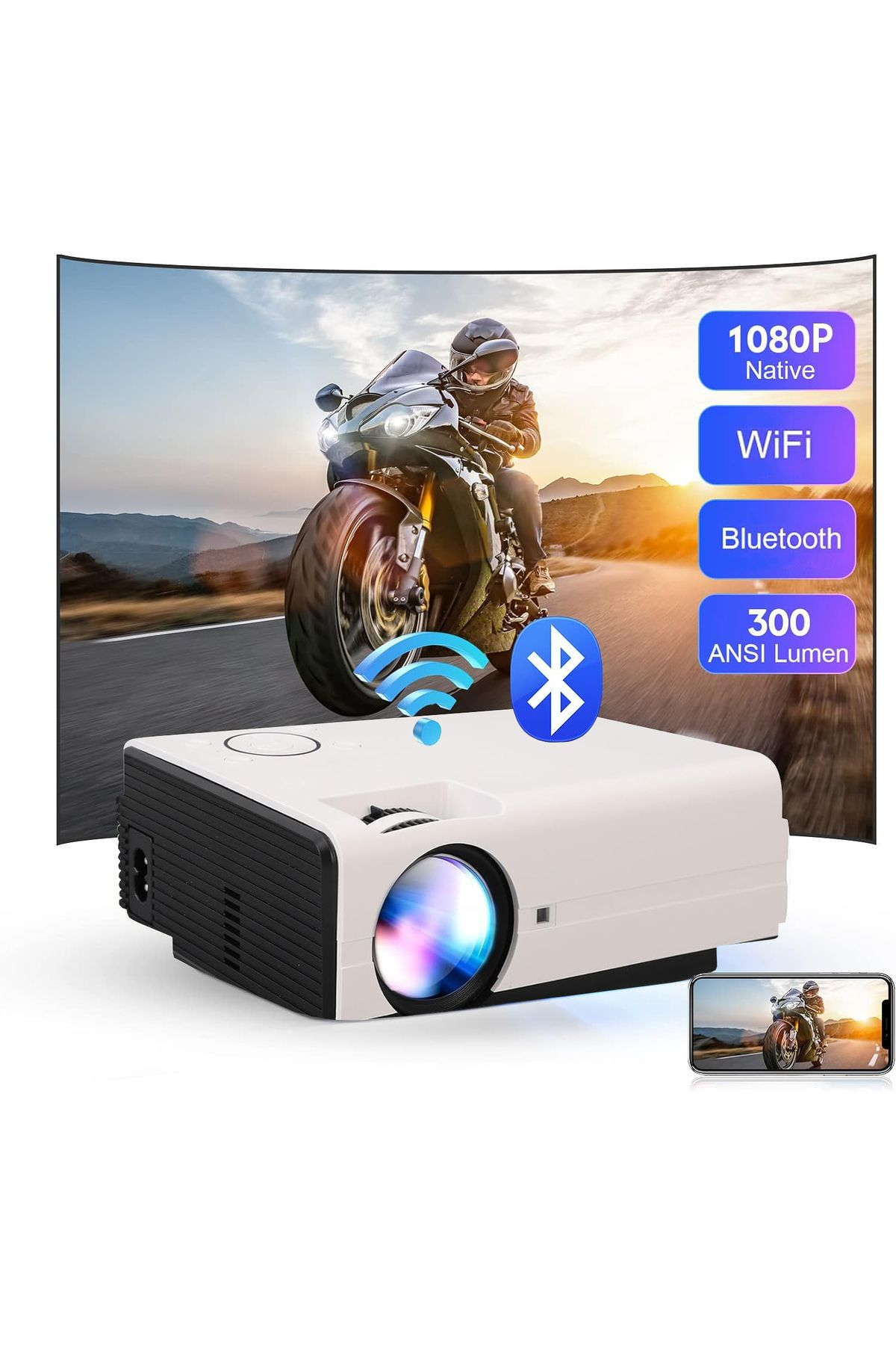 Glrtech WiFi Ve Bluetooth özellikli Mini Projektör Outdoor Ev ve Kamp Sineması Sinevizyon