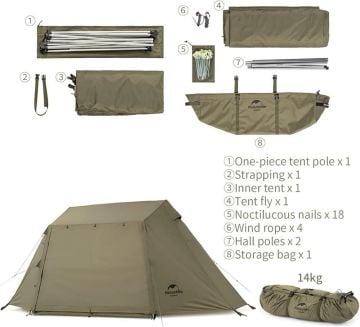 Naturehike Village 5.0 Otomatik Kurulum 4 Kişilik Kamp Çadır