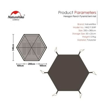 Naturehike Hexagon Ranch Piramit Çadır Matı [ Altıgen ]