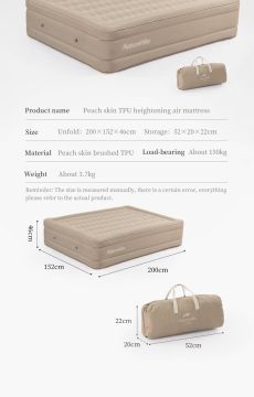 Naturehike Changyou Peach Fleece TPU Double Yüksek Şişme Yatak