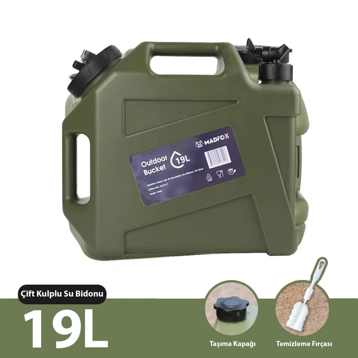 Madfox Galon Air PE Musluklu Su Bidonu 19 Litre
