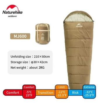 Naturehike MJ600 Mumya Tipi Pamuklu Uyku Tulumu