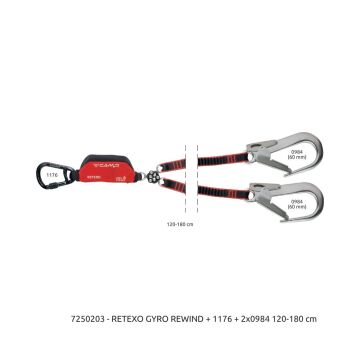 Camp Retexo Gyro Rewind Lanyard 95 - 135 cm 1176 + 2x0995 Bağlantı Konfigürasyonu EN 355 EAC