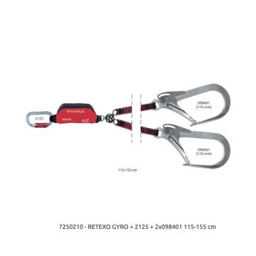 Camp Retexo Gyro Rewind Lanyard 105 - 145 cm 2125 + 2x2148 Bağlantı Konfigürasyonu EN 355 EAC
