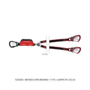 Camp Retexo Gyro Rewind Lanyard 115 - 155 cm 2125 + 2x098401E Bağlantı Konfigürasyonu EN 355 EAC