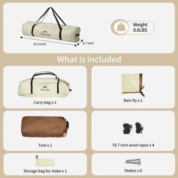 Naturehike Ango Picnic Otomatik Kurulum 3 Kişilik Çadır
