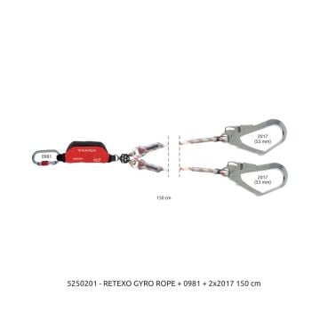 Camp Retexo Gyro Rope Lanyard 150 cm 0981E + 2x2017 Bağlantı Konfigürasyonu EN 355