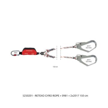 Camp Retexo Gyro Rope Lanyard 135 cm 0981E + 2x0984 Bağlantı Konfigürasyonu EN 355