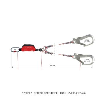 Camp Retexo Gyro Rope Lanyard 135 cm 0981E + 2x0984 Bağlantı Konfigürasyonu EN 355