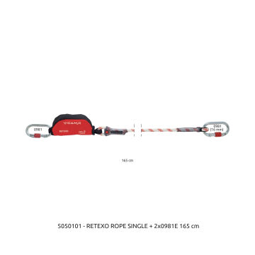 Camp Retexo Rope Lanyard Single 165 cm 2x0981E Bağlantı Konfigürasyonu EN 355