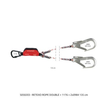 Camp Retexo Rope Lanyard Single 190 cm 0981E + 2017 Bağlantı Konfigürasyonu EN 355