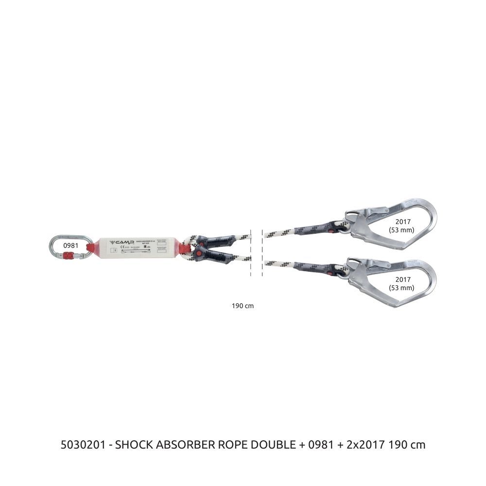 Camp Şok Emicili Lanyard Shock Absorber Rope Double 190 cm 0981E + 2x2017 Bağlantı Konfigürasyonu EN 355