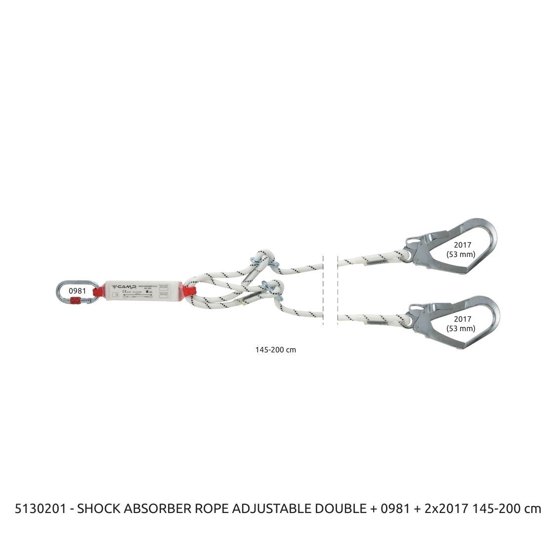 Camp Ayarlanabilir Şok Emicili Lanyard Shock Absorber Rope Adjustable Single 115 - 170 cm EN 355