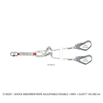 Camp Ayarlanabilir Şok Emicili Lanyard Shock Absorber Rope Adjustable Single 145 - 200 cm 0981E + 2017 Bağlantı Konfigürasyonu EN 355