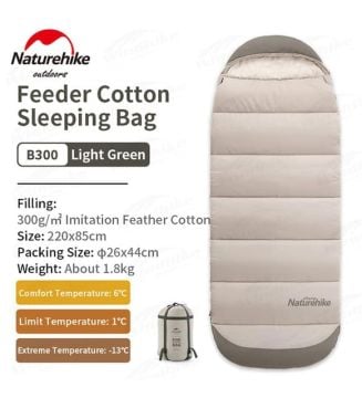 Naturehike Feeder B300 Cotton Uyku Tulumu -13 C Moss Green Haki NH21MSD11