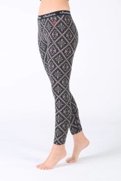 Woolona Venüs Kadın Siyah-Gri Tayt %100 Yün Termal İçlik