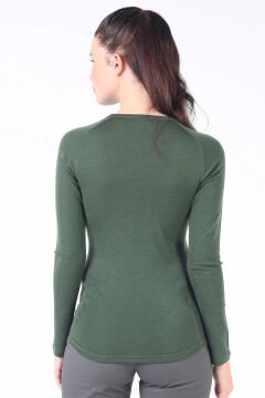 Woolona Alize Kadın Yeşil Uzun Kollu %100 Yün Termal İçlik