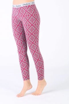 Woolona Venüs Kadın Pembe-Gri Tayt %100 Yün Termal İçlik