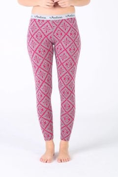 Woolona Venüs Kadın Pembe-Gri Tayt %100 Yün Termal İçlik