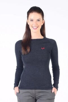 Woolona Alize Kadın Antrasit Uzun Kollu %100 Yün Termal İçlik