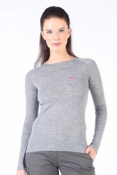 Woolona Alize Kadın Gri Uzun Kollu %100 Yün Termal İçlik