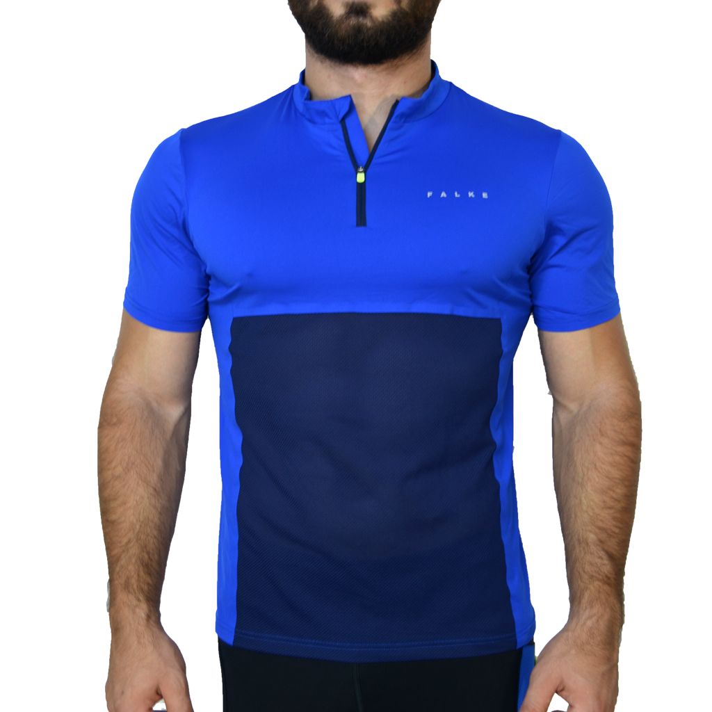 Falke Ergonomic Fitness Koşu Bike Outdoor Fermuarlı Mavi Tişört