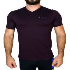 Falke Ergonomic Fitness Koşu Bike Outdoor V Yaka Bordo Tişört