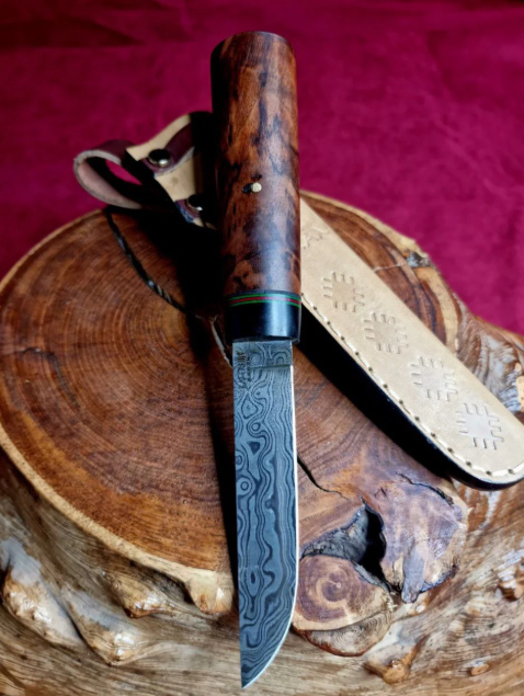 KAM Puukko Av, Balıkçılık Ve Kamp Bıçağı Ceviz P10 Damascus