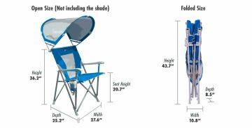 Gci Outdoor SunShade Captain's Şemsiyeli Gölgelikli Kamp ve Plaj Sandalyesi Mavi