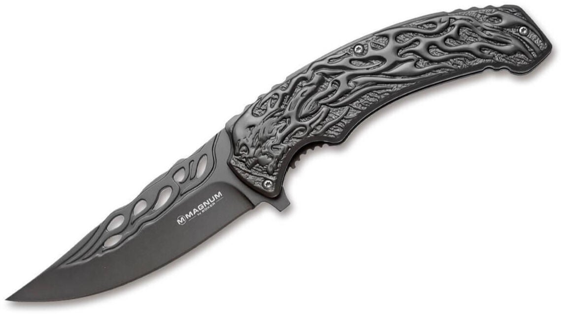Böker Magnum Grey Flaming Skull Çakı