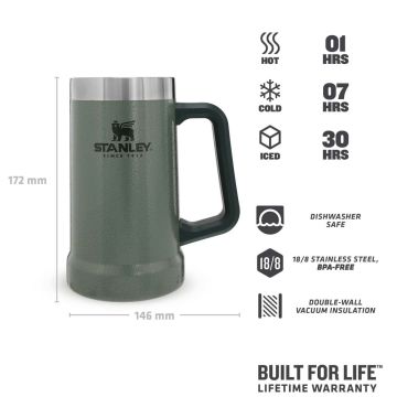 Stanley Adventure Big Grip Beer Stein 0.70L Bardak Yeşil